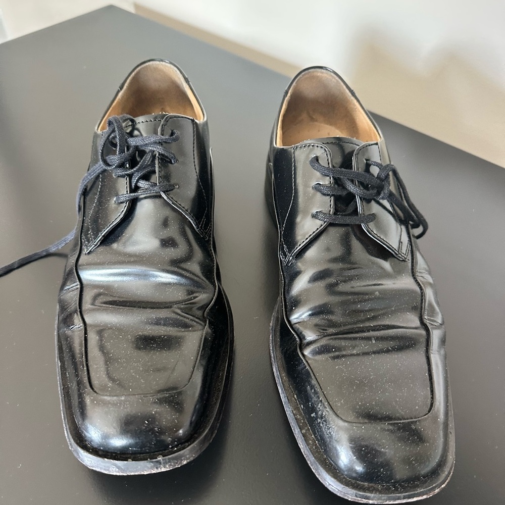 Men's KENNETH COLE Black Leather Dress Shoes - (10) Classic Lace-Up Oxford